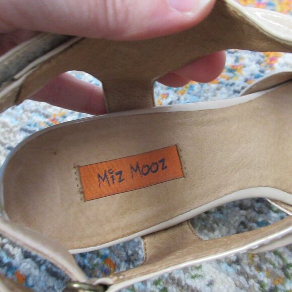 Miz Mooz Marnie High Heels Sandals Leather Strap 7 Beige Block y2k Stripe 520 - Picture 9 of 15